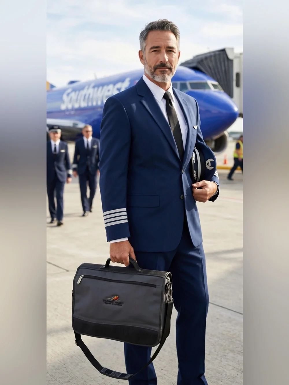 Southwest Airlines Air-Tex Laptop Briefcase Messenger Bag Gray Travel Carry-On